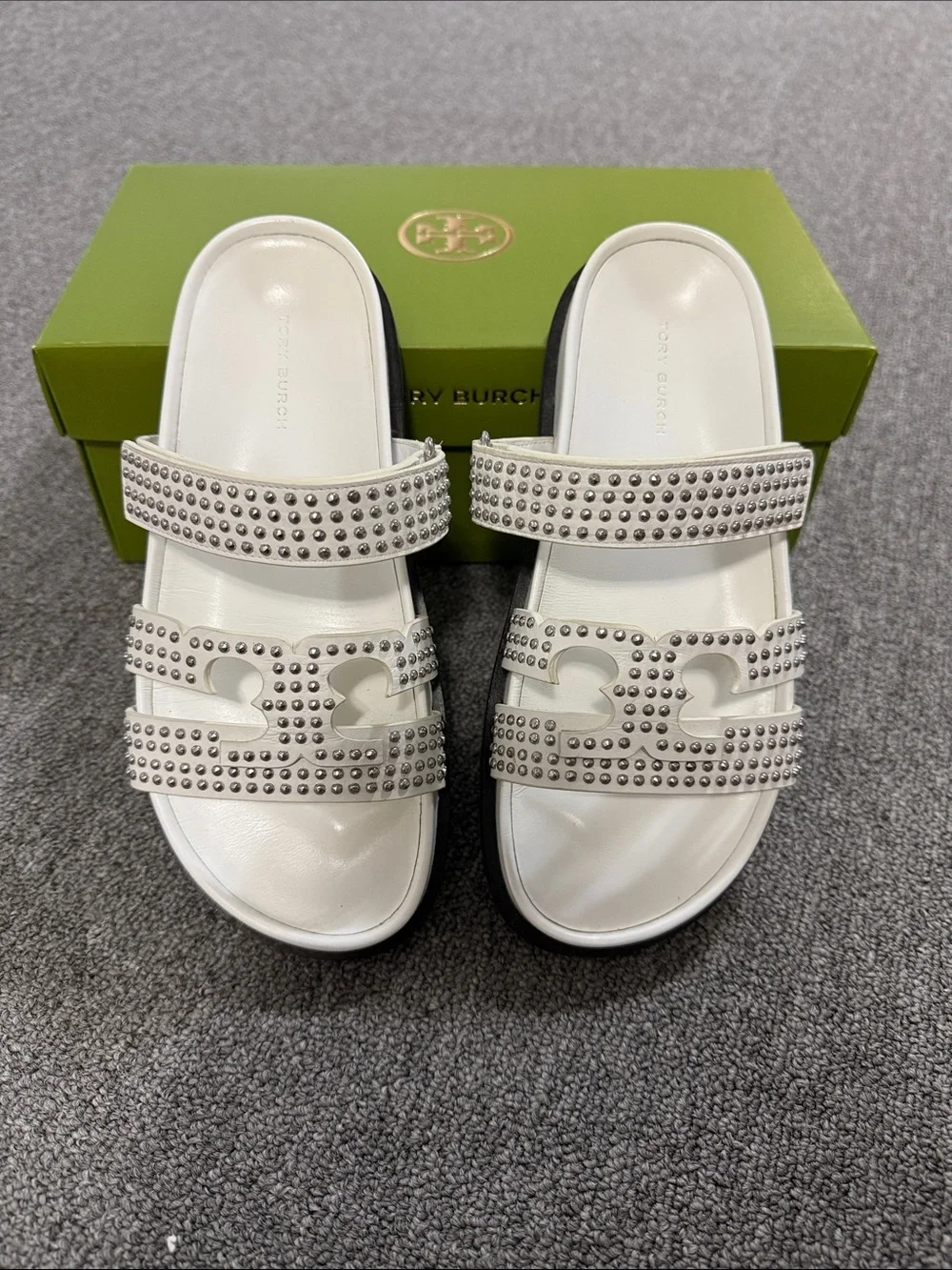 Tory Burch INES stud sport slides size 7